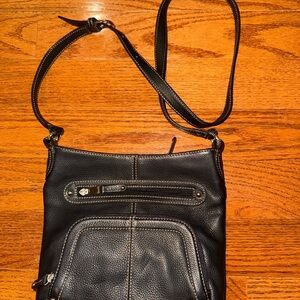 Tignanello Black Pebble Leather Crossbody Bag Dark brown to black NWOT